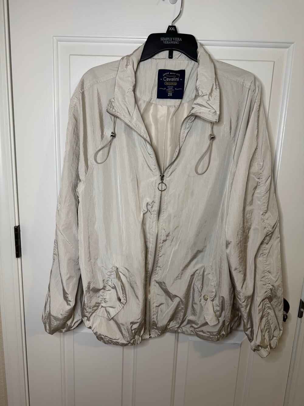 Cavalini Vintage Champagne Gold Metallic Full Zip Lined Windbreaker Plus 2X